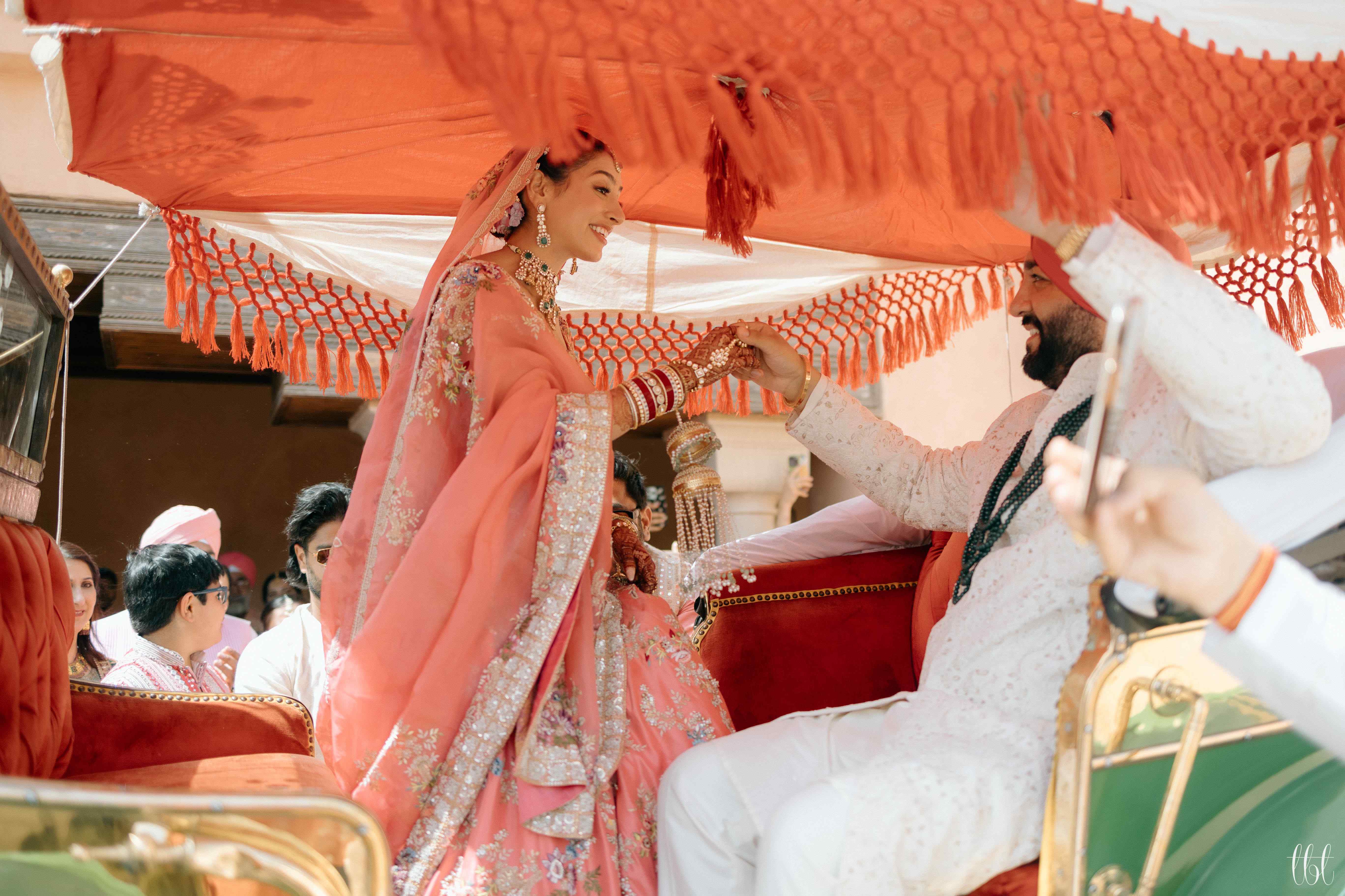 Bride dressed in traditional Sikh wedding attire