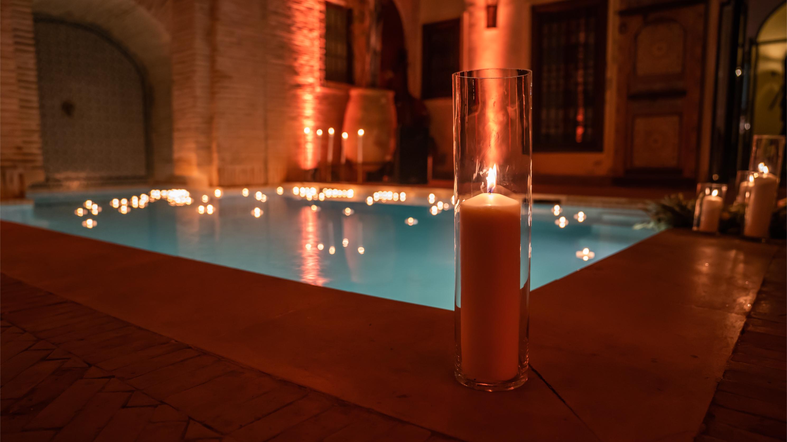 a pool in a luxurious venue for a high-end corporate event