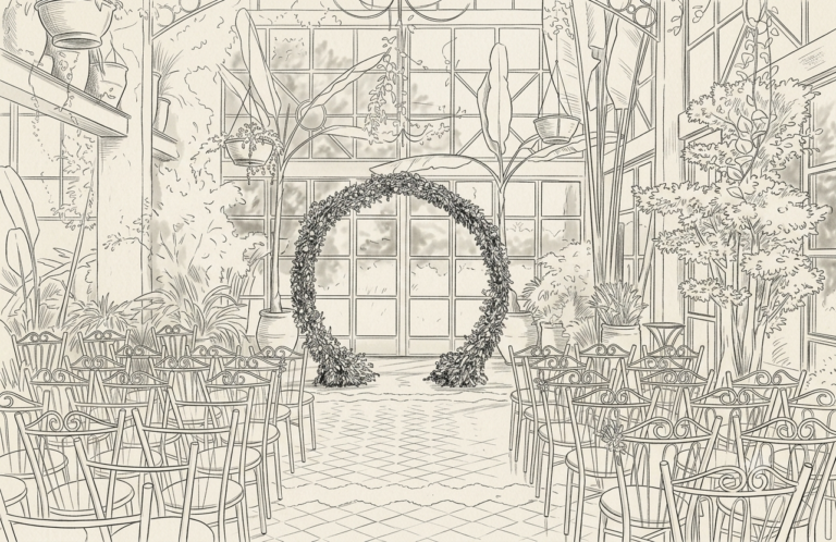 Croquis d une ceremonie en orangerie