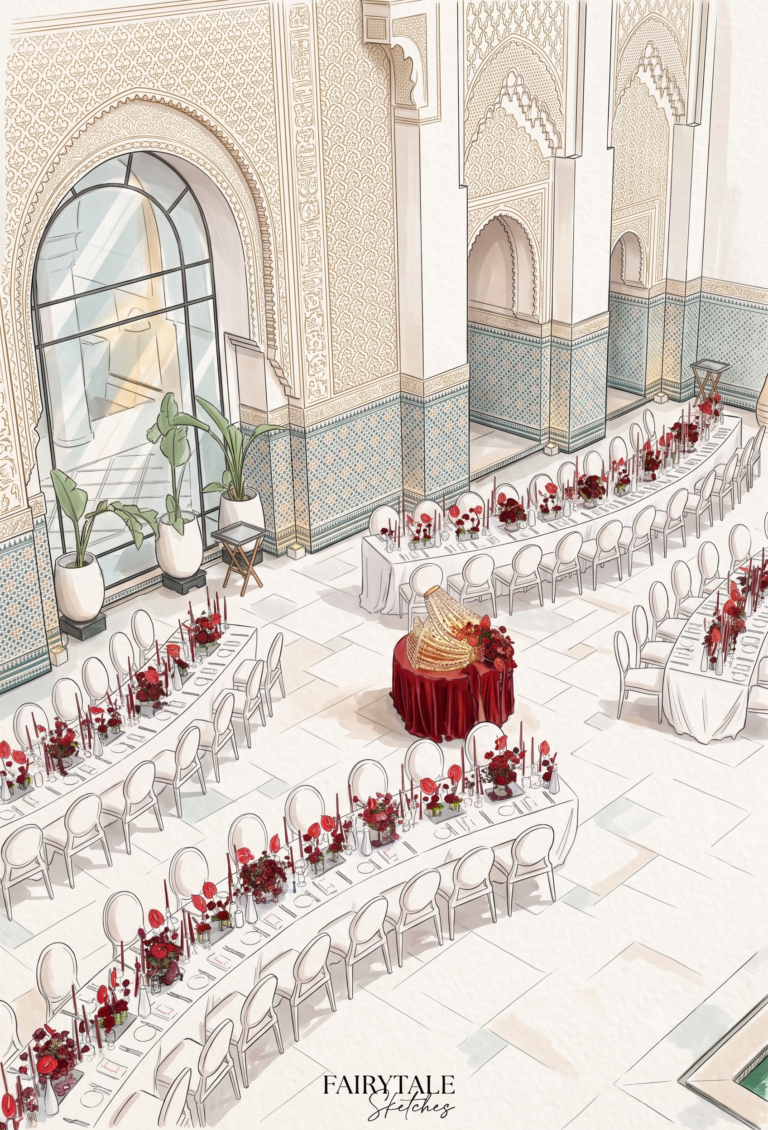 Croquis du diner a l Oberoi Marrakech