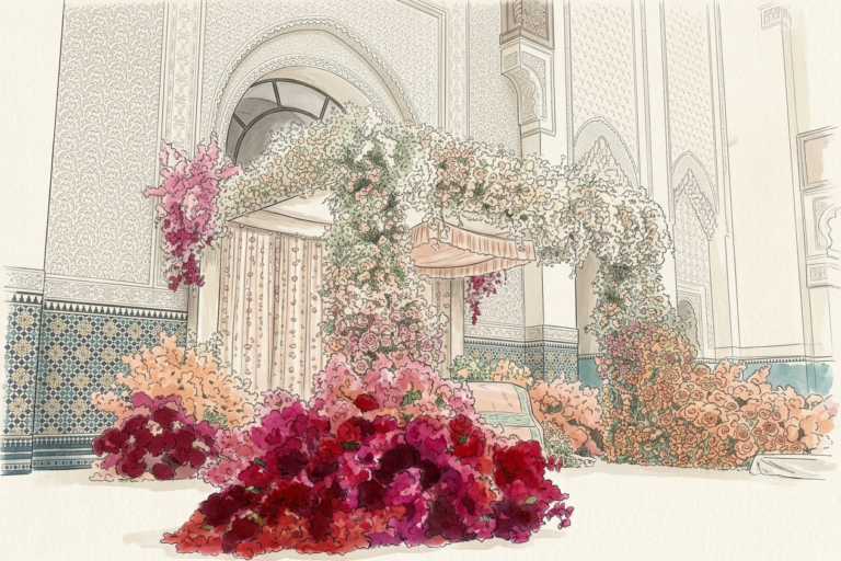 Croquis d un autel floral de mariage
